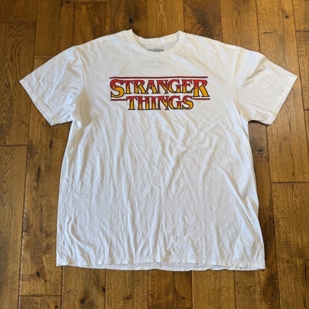 Netflix Stranger Things Hellfire Graphic T Shirt White Unisex XL 100% Cotton